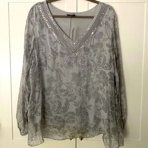 LE MARAIS Sequence V Neck, 100% Silk, Top - XL NWT